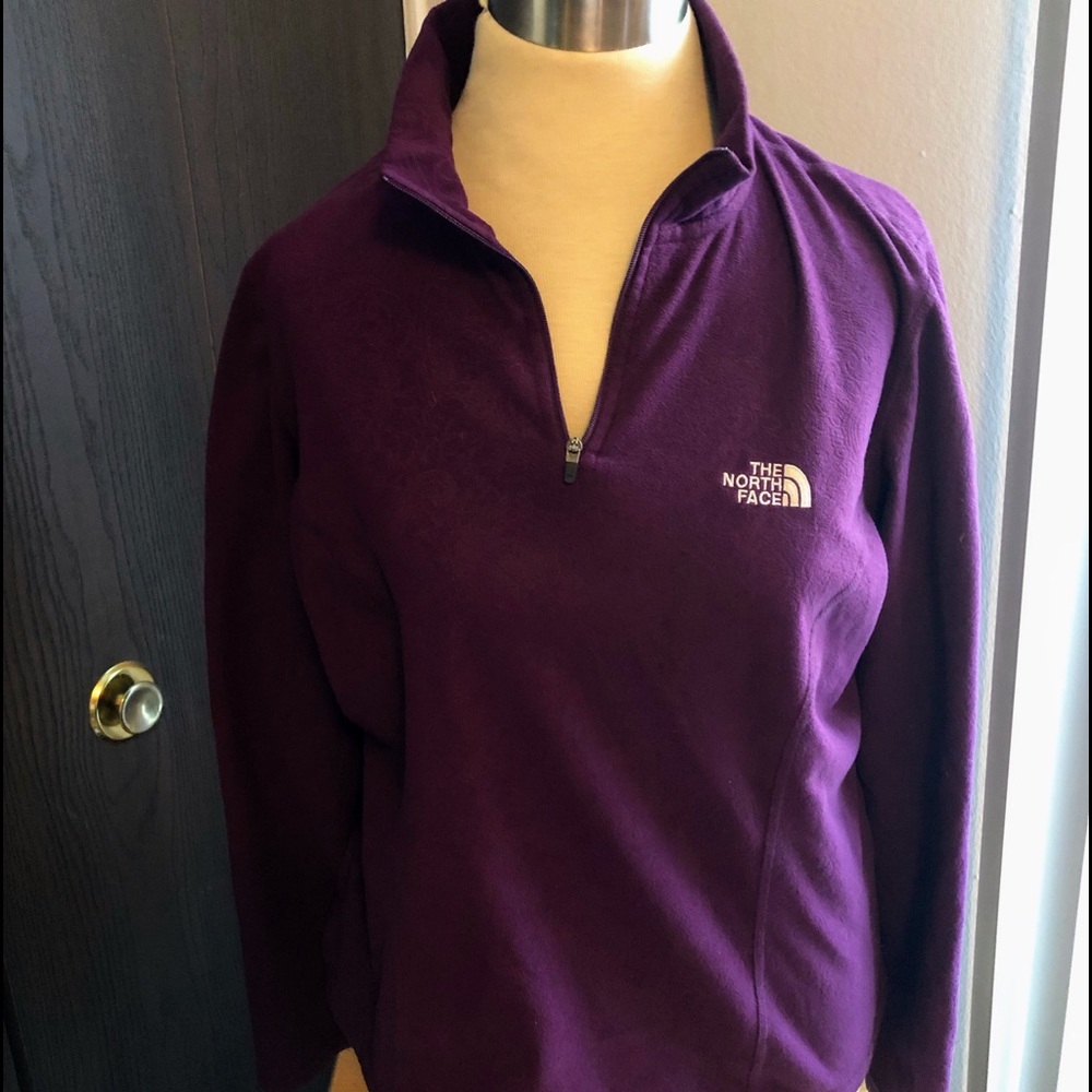 The North Face Fleece Purple Patterned  Zipper Pullover Sweatshirt